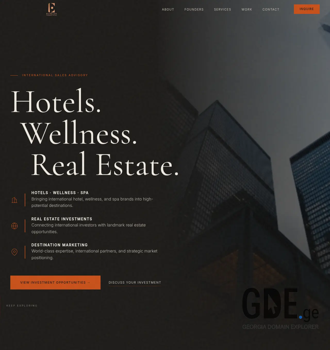 Screenshot of the site echeloninternational.ge at 2026-05-16