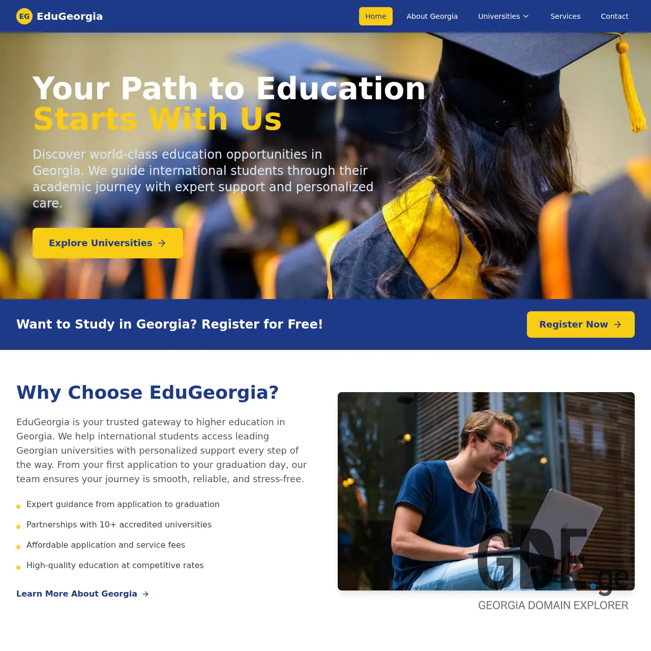 Screenshot of the site edugeorgia.ge at 2026-03-22