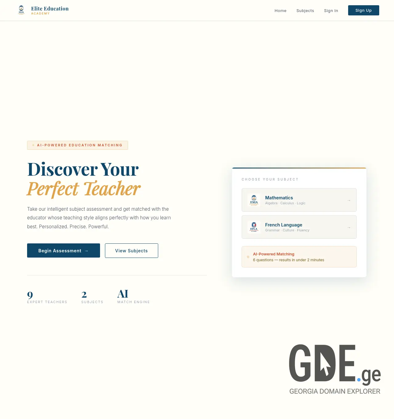 Screenshot of the site eliteacademy.ge at 2026-04-16