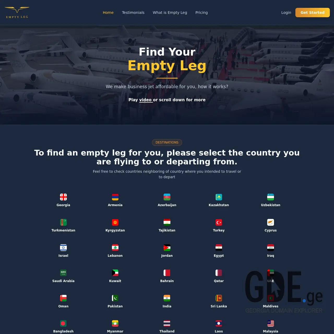 Screenshot of the site emptyleg.ge at 2026-03-01