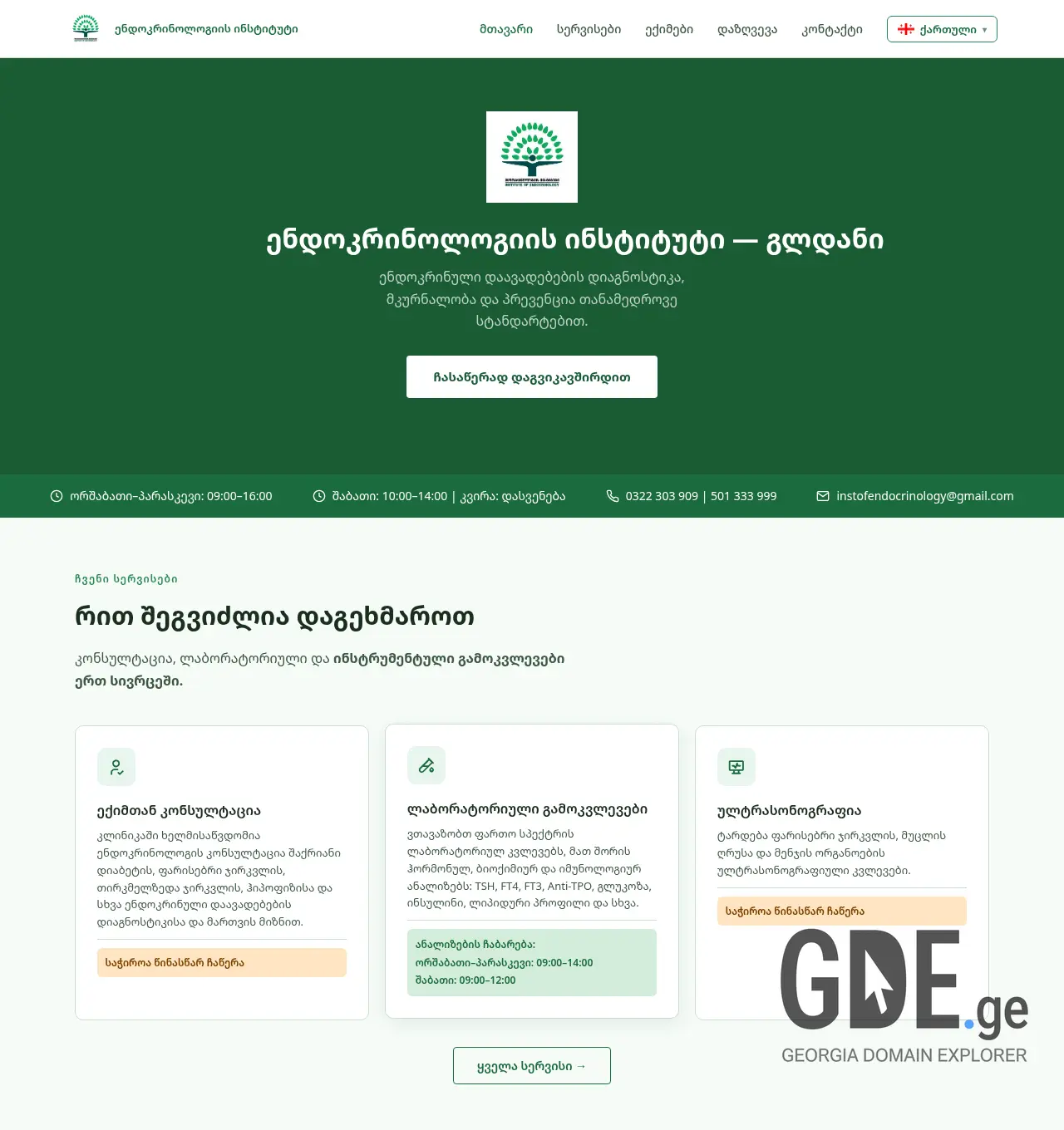 Screenshot of the site endogldani.ge at 2026-06-25