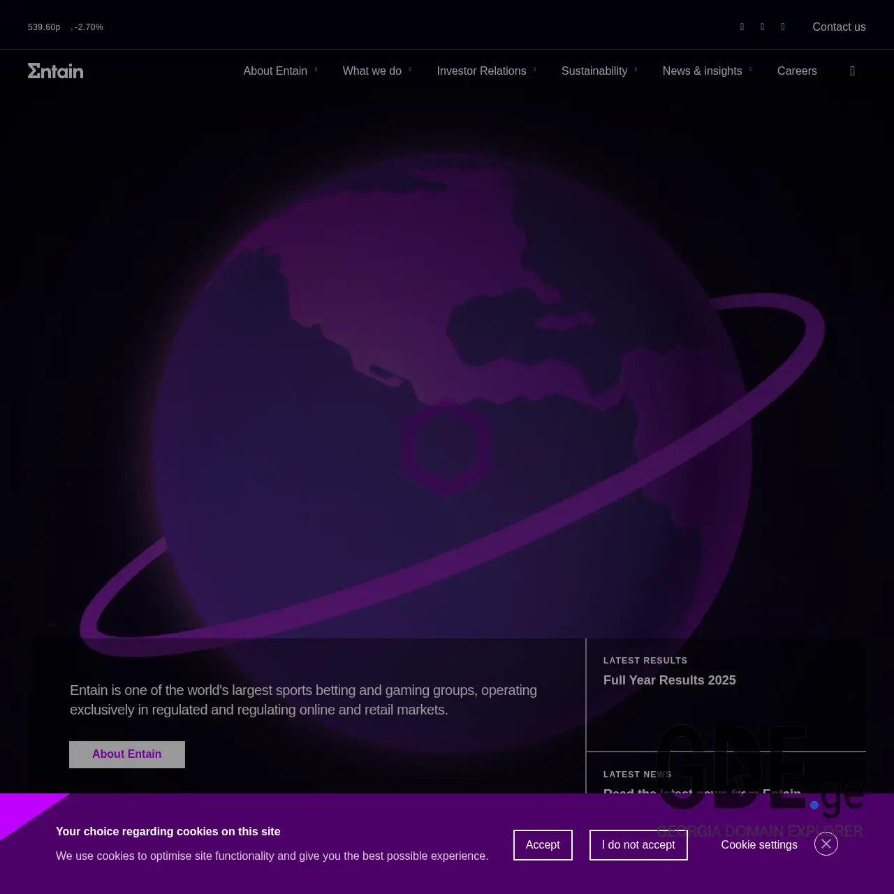 Screenshot of the site entain.ge at 2026-03-29