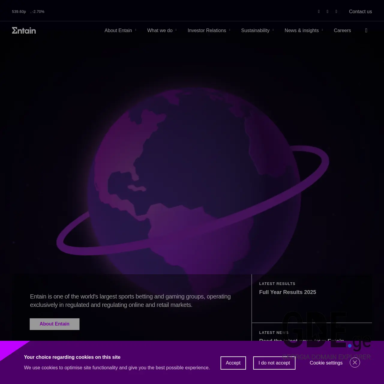 Screenshot of the site entaingroup.ge at 2026-03-29