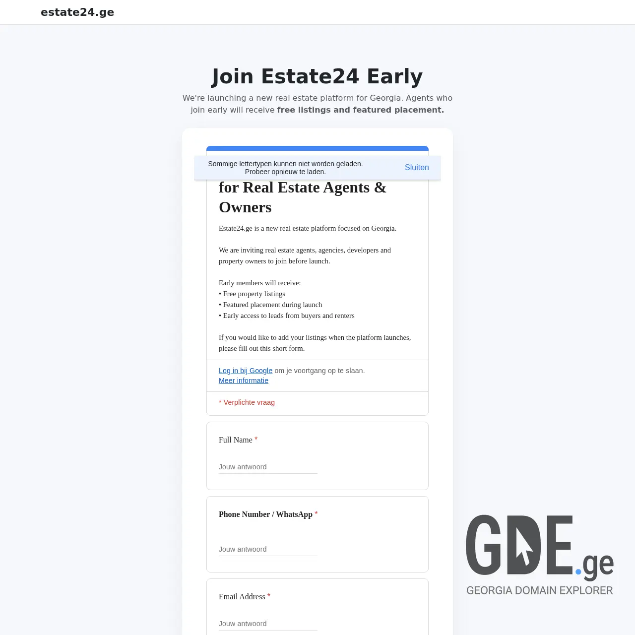 Screenshot of the site estate24.ge at 2026-03-07