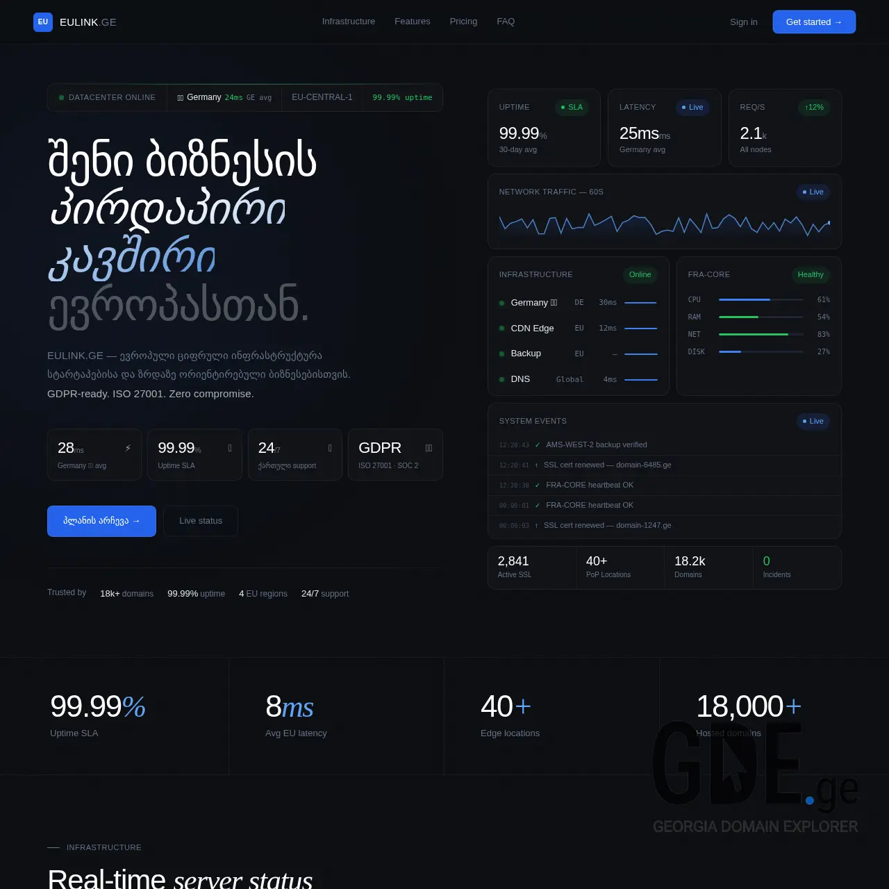 Screenshot of the site eulink.ge at 2026-03-19