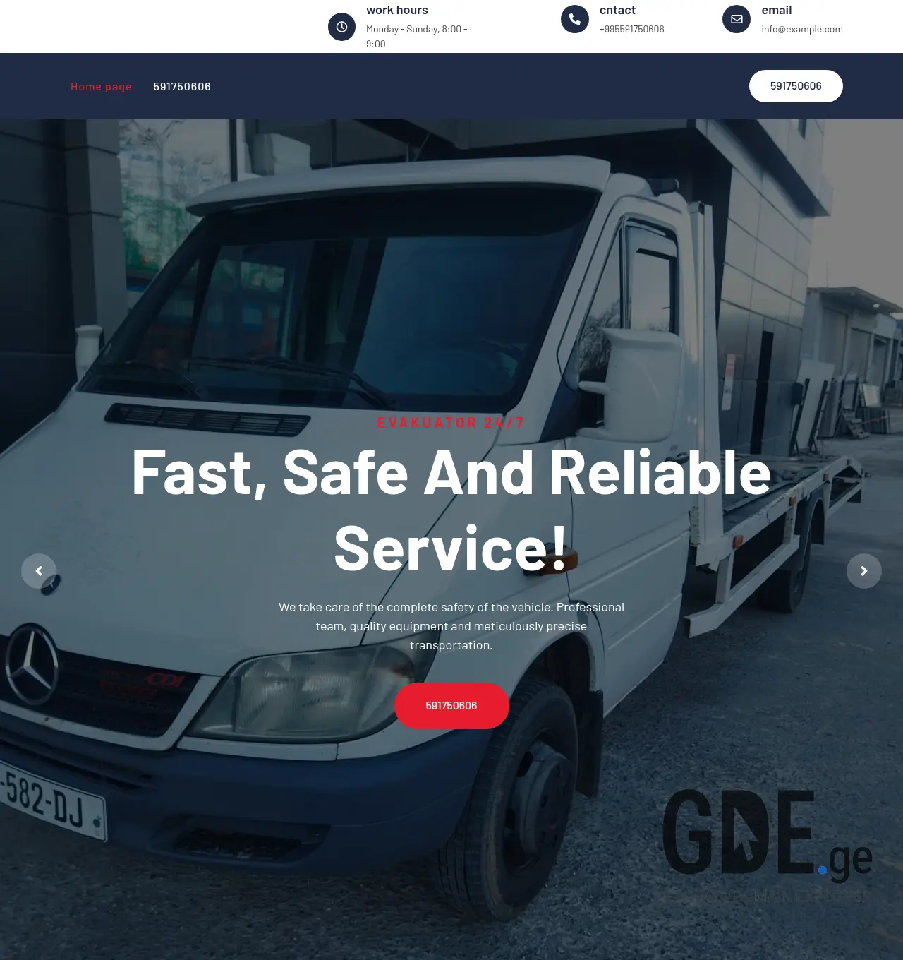 Screenshot of the site evakuatorisservisi.ge at 2026-04-26