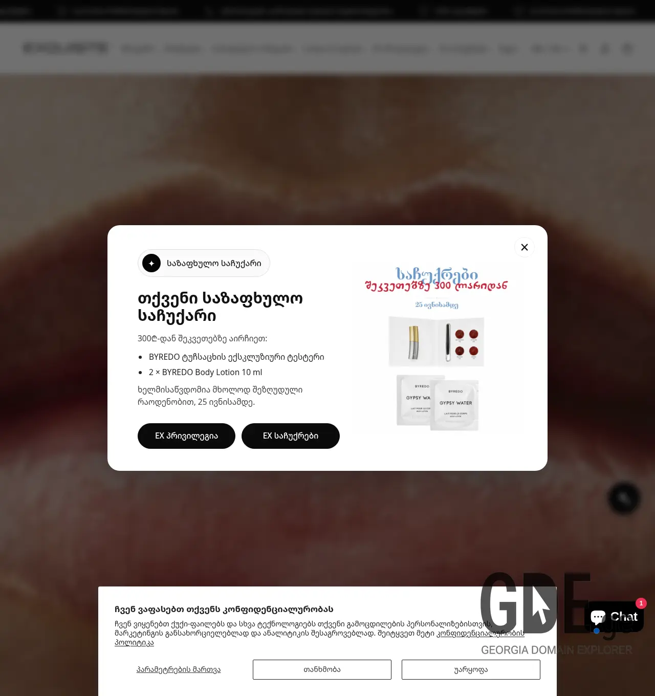 Screenshot of the site exq.ge at 2026-06-18