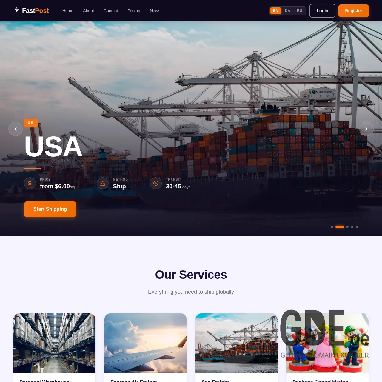 Screenshot of the site fastpost.ge at 2026-03-07