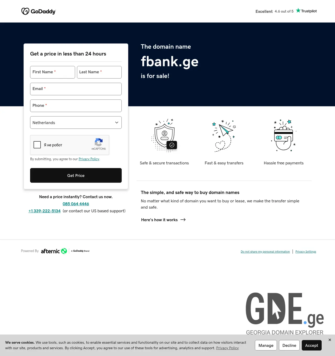 Screenshot of the site fbank.ge at 2026-05-19