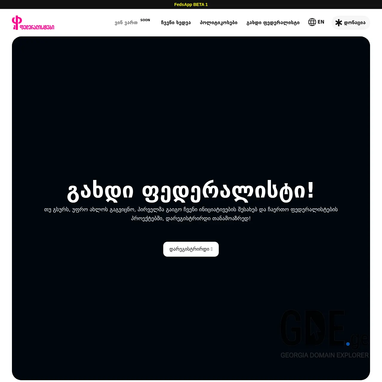 Screenshot of the site federalists.ge at 2026-03-29