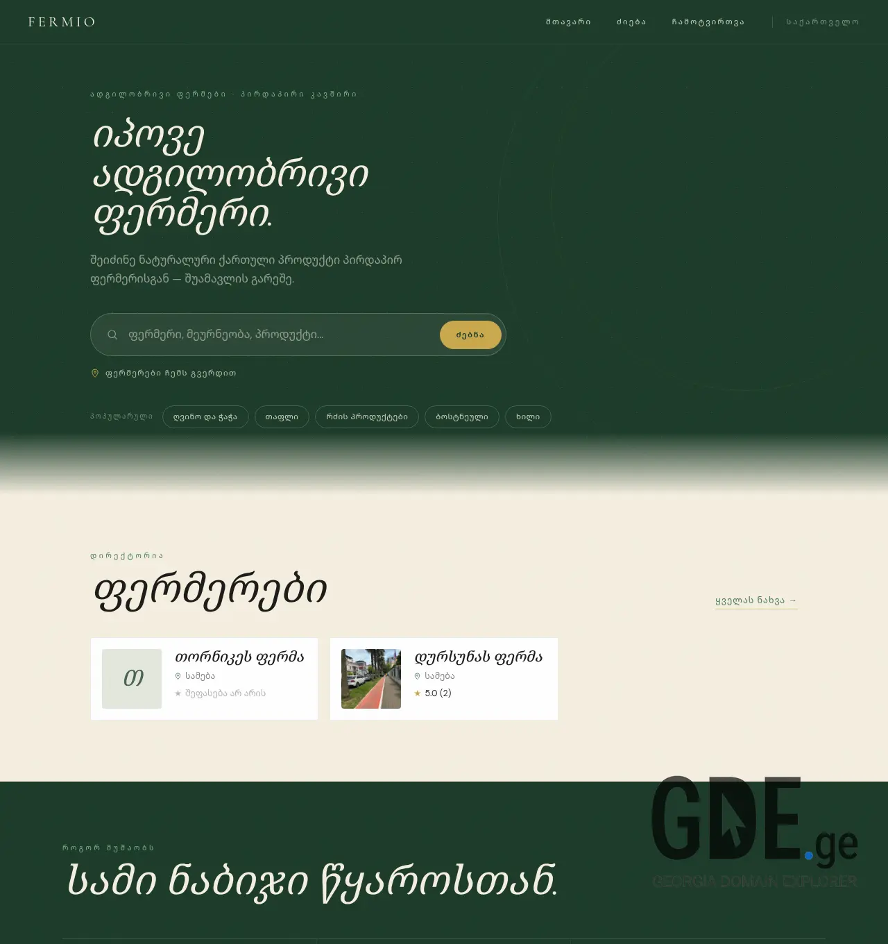 Screenshot of the site fermio.ge at 2026-06-17