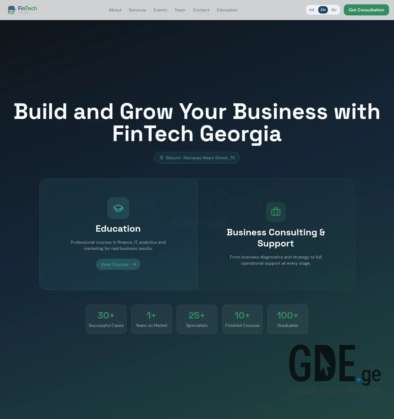 Screenshot of the site fin-tech.ge at 2026-04-23