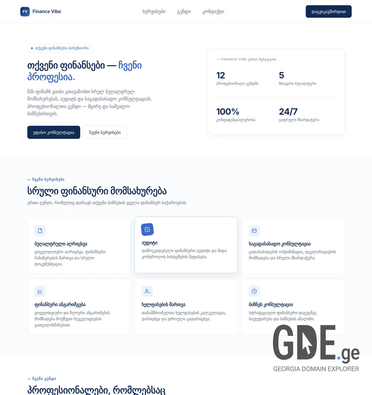 Screenshot of the site financevibe.ge at 2026-05-07