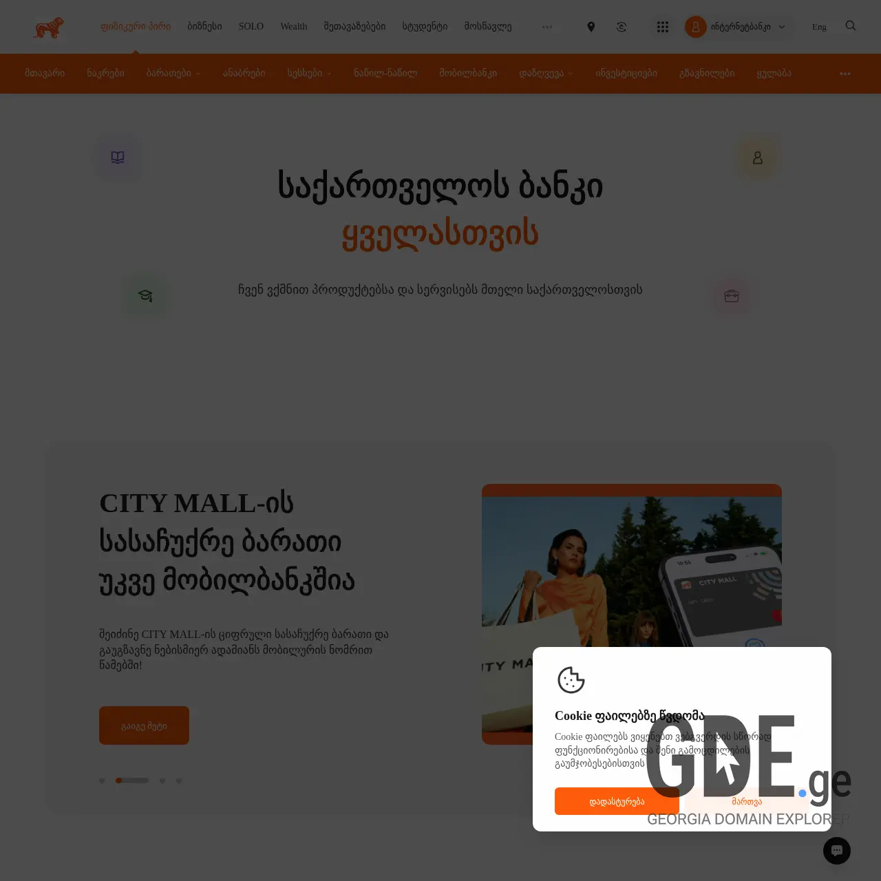 Screenshot of the site financialmarkets.ge at 2026-03-29