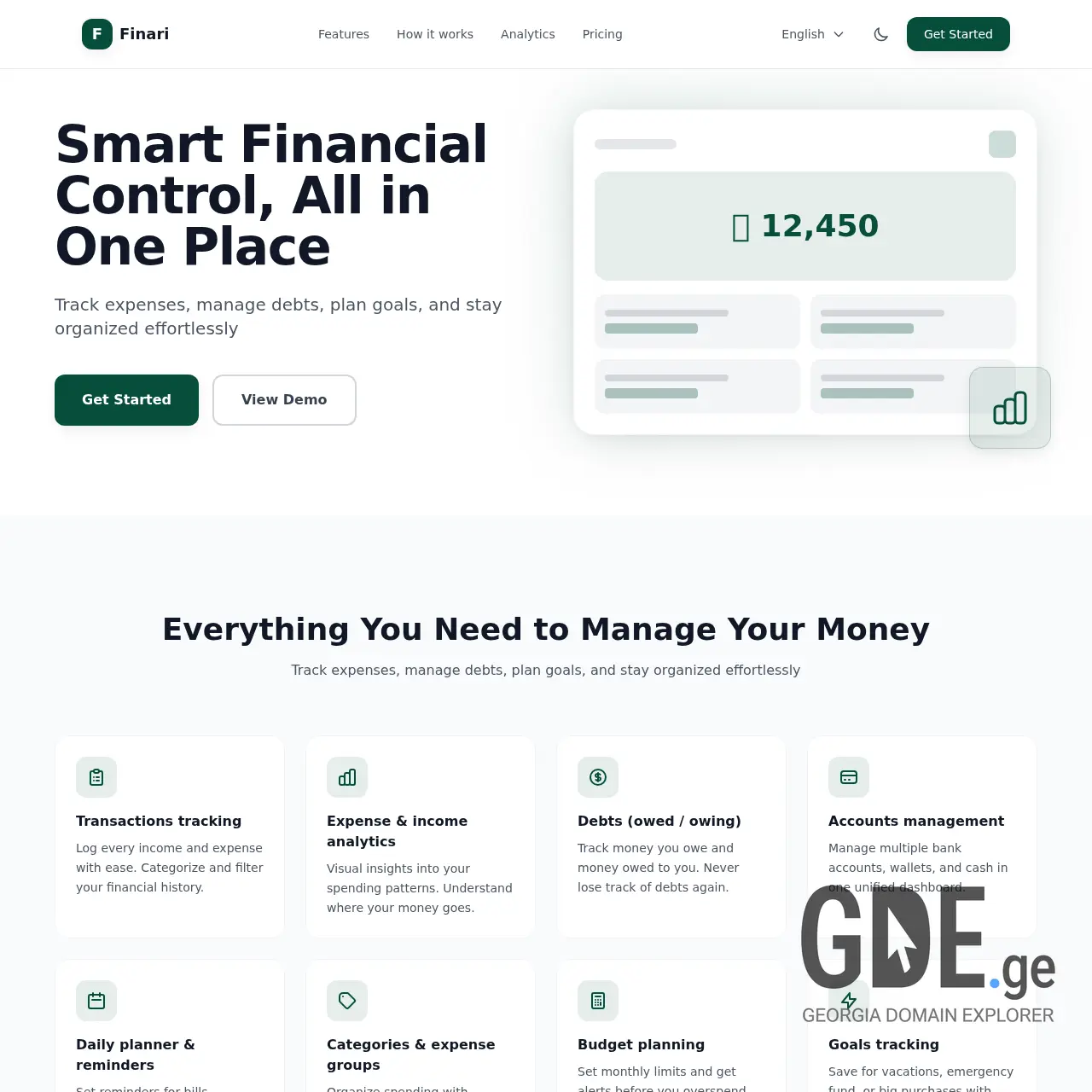 Screenshot of the site finari.ge at 2026-03-24