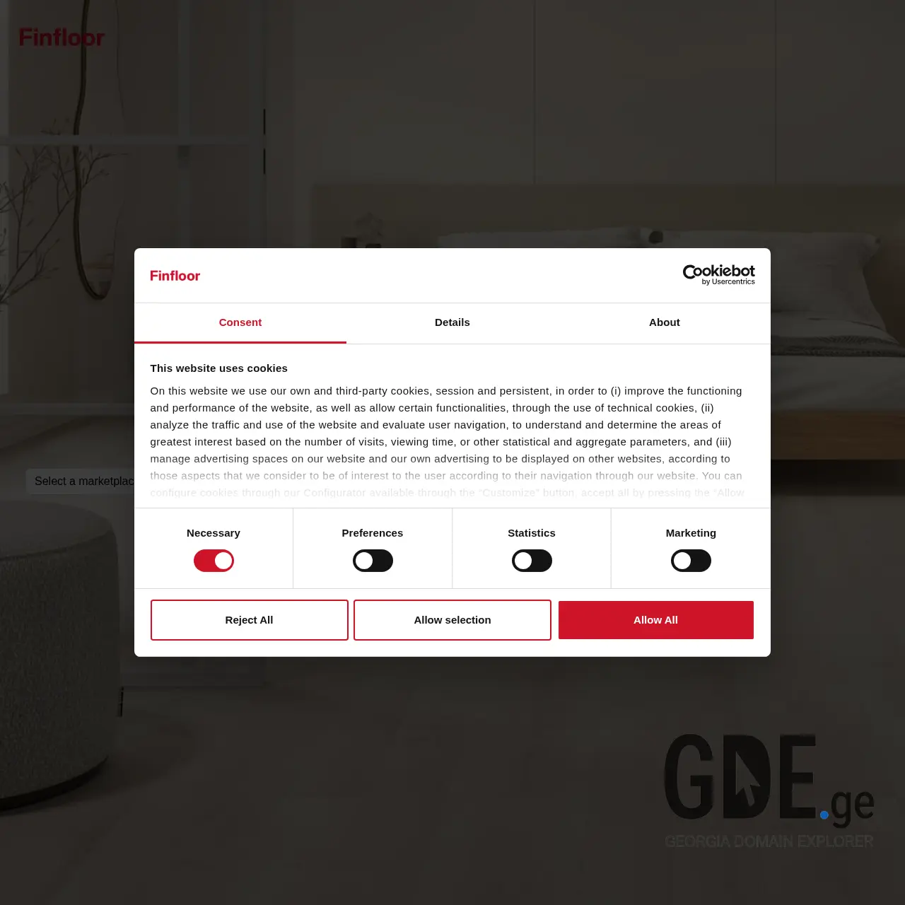 Screenshot of the site finfloor.ge at 2026-03-11