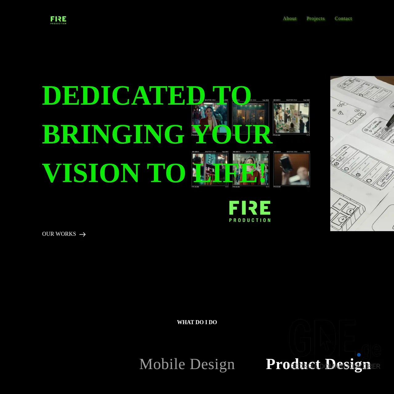 Screenshot of the site fireproductions.ge at 2026-03-29
