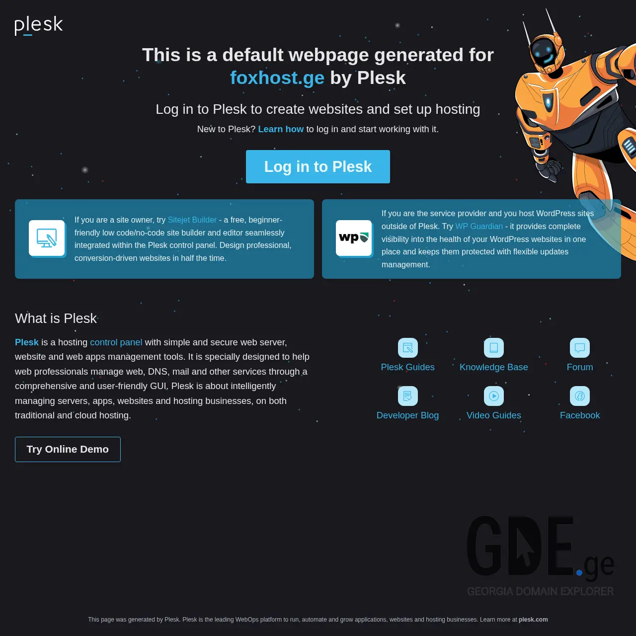 Screenshot of the site foxhost.ge at 2026-03-01