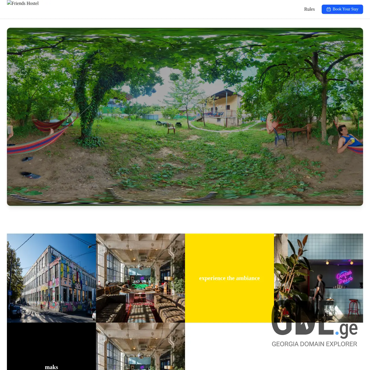 Screenshot of the site friendshostel.ge at 2026-03-26