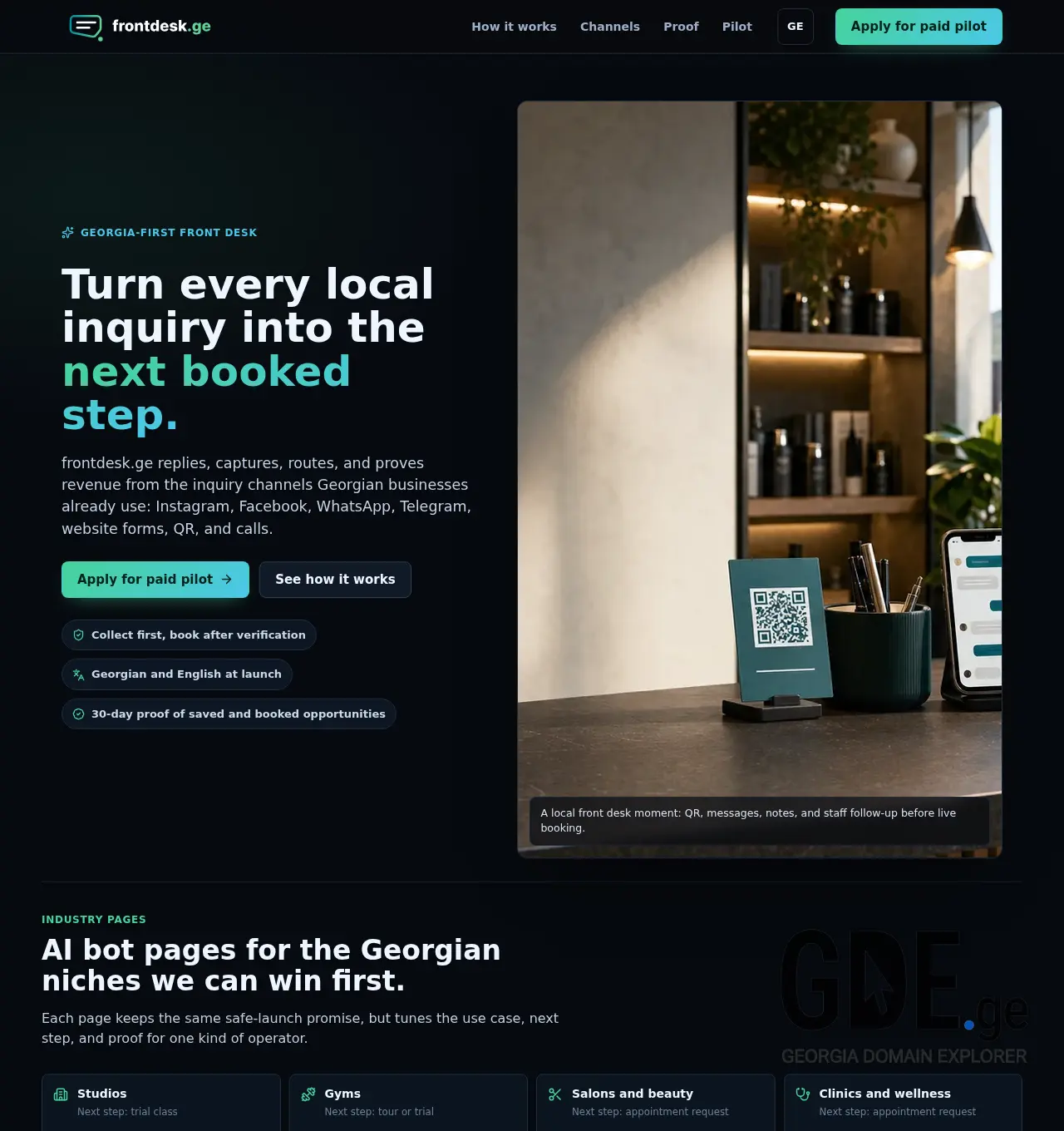 Screenshot of the site frontdesk.ge at 2026-06-05
