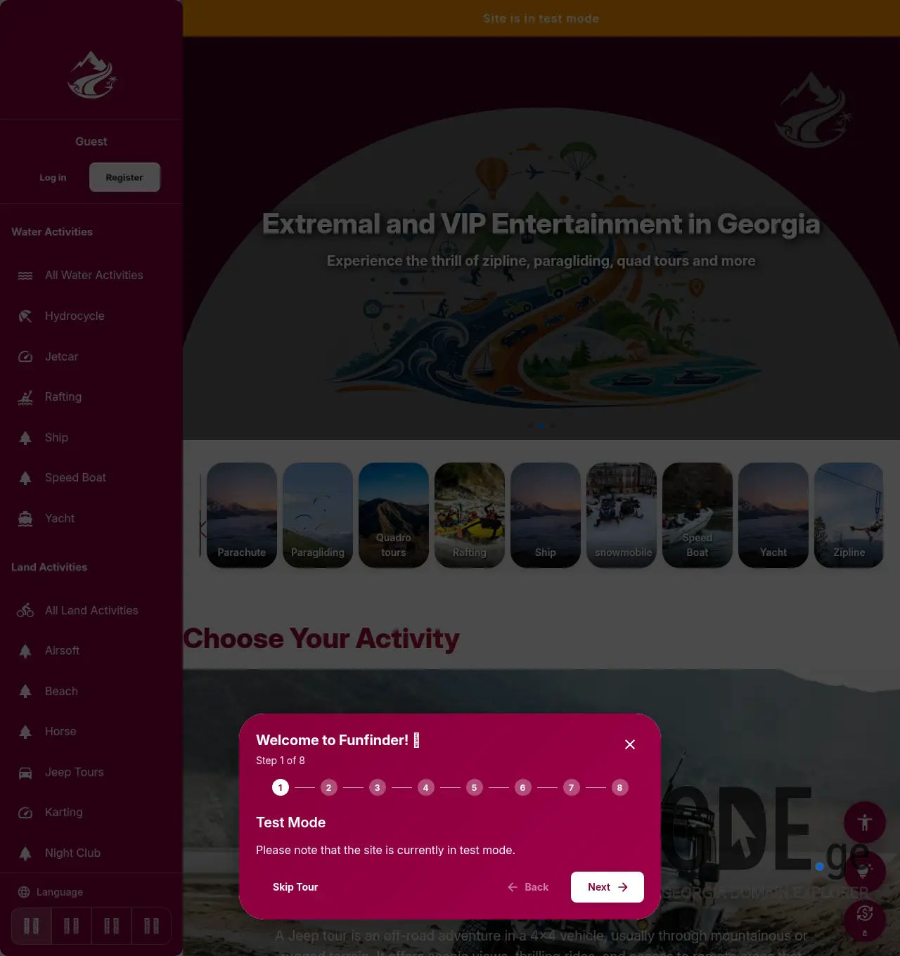 Screenshot of the site funfinder.ge at 2026-04-12