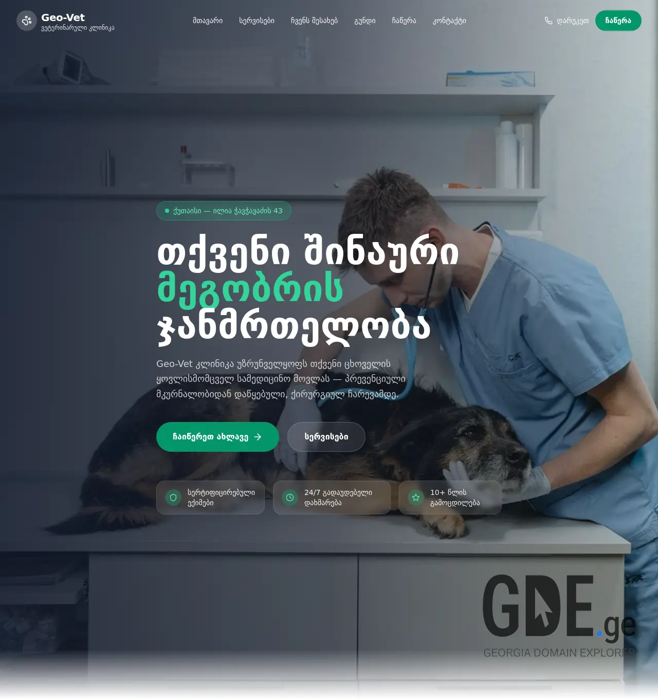 Screenshot of the site g-vet.ge at 2026-04-21