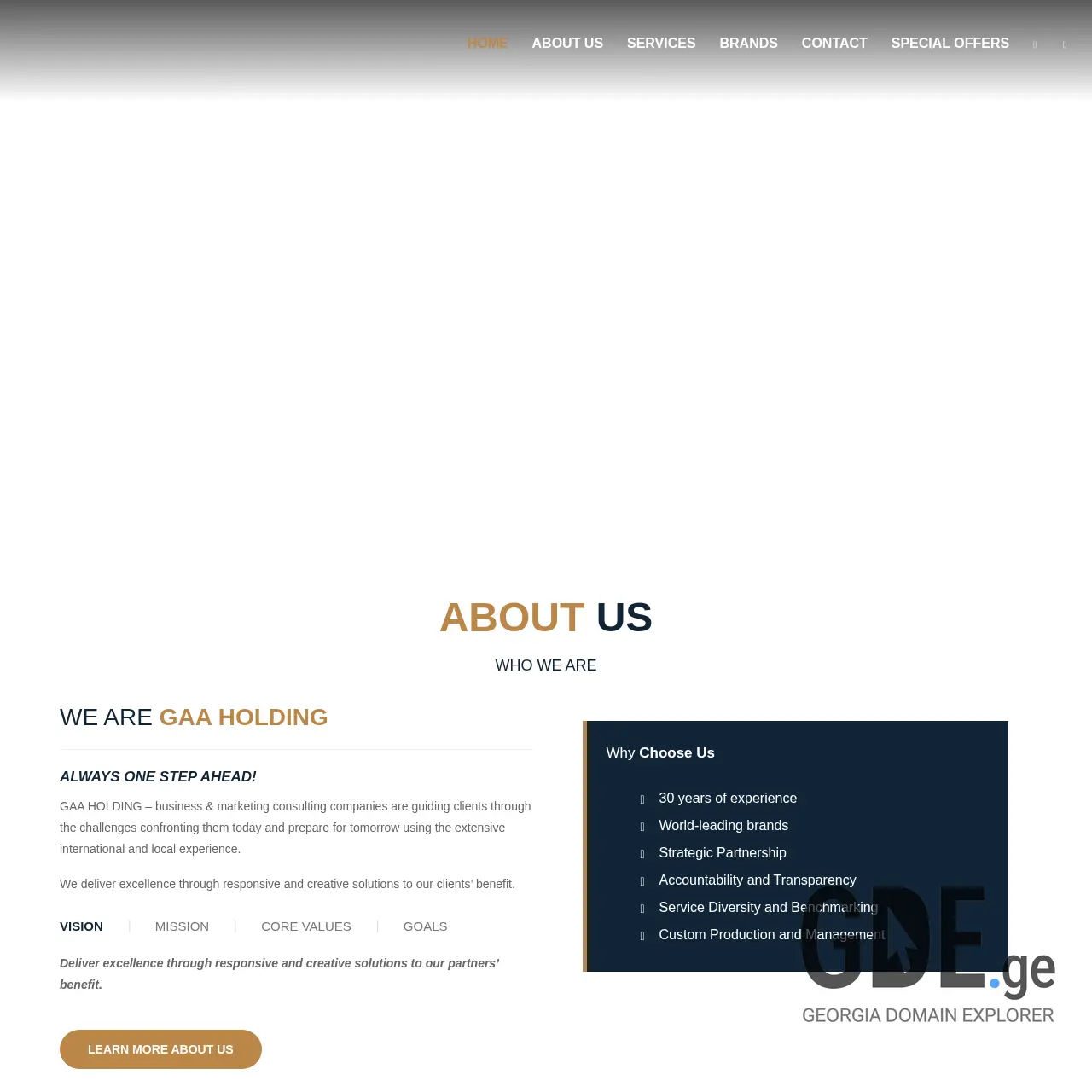 Screenshot of the site gaaholding.ge at 2026-03-01