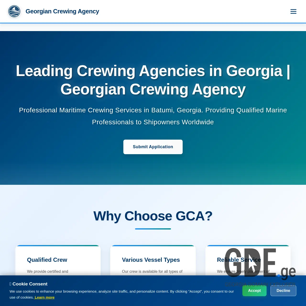 Screenshot of the site gcagency.ge at 2026-03-28