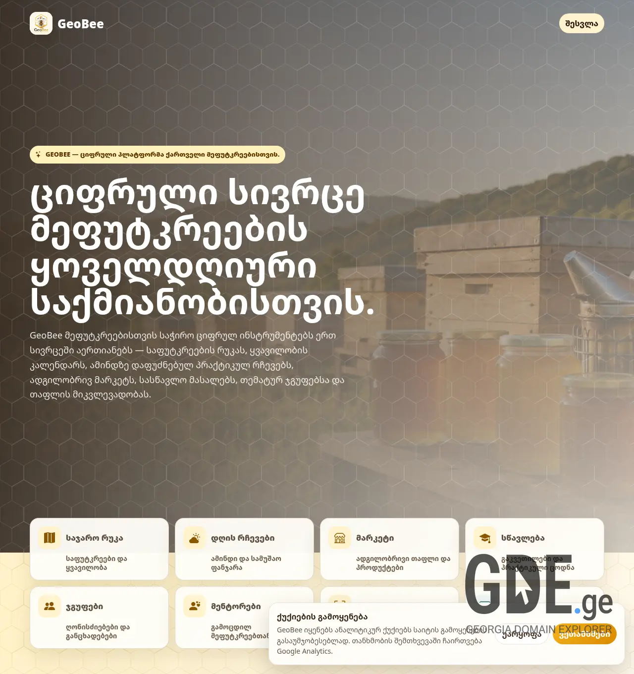 Screenshot of the site geobee.ge at 2026-05-02