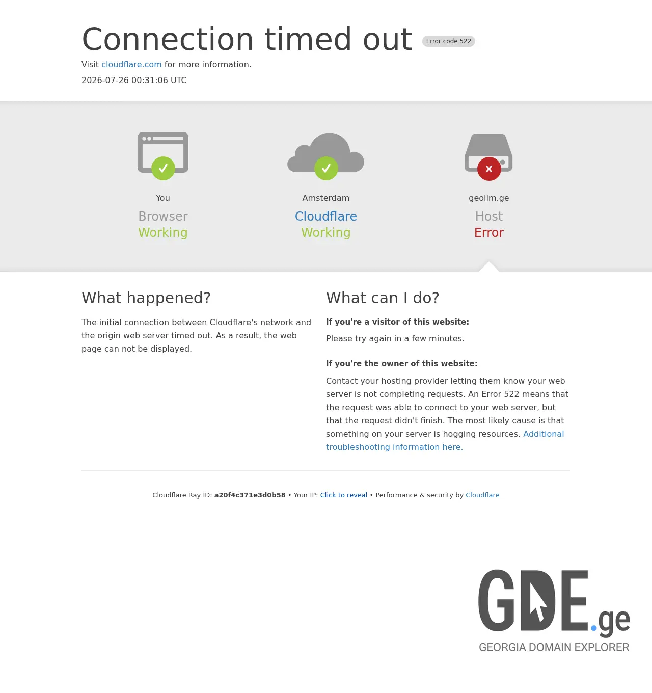 Screenshot of the site geollm.ge at 2026-07-26