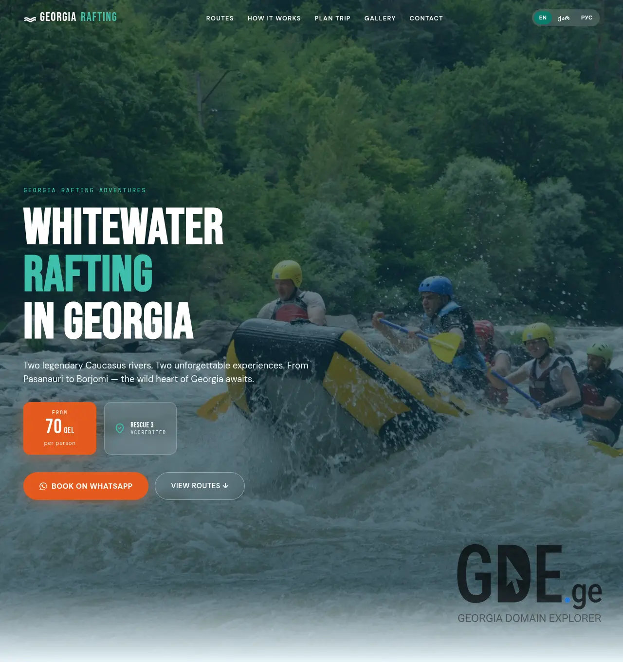 Screenshot of the site georgiarafting.ge at 2026-07-16