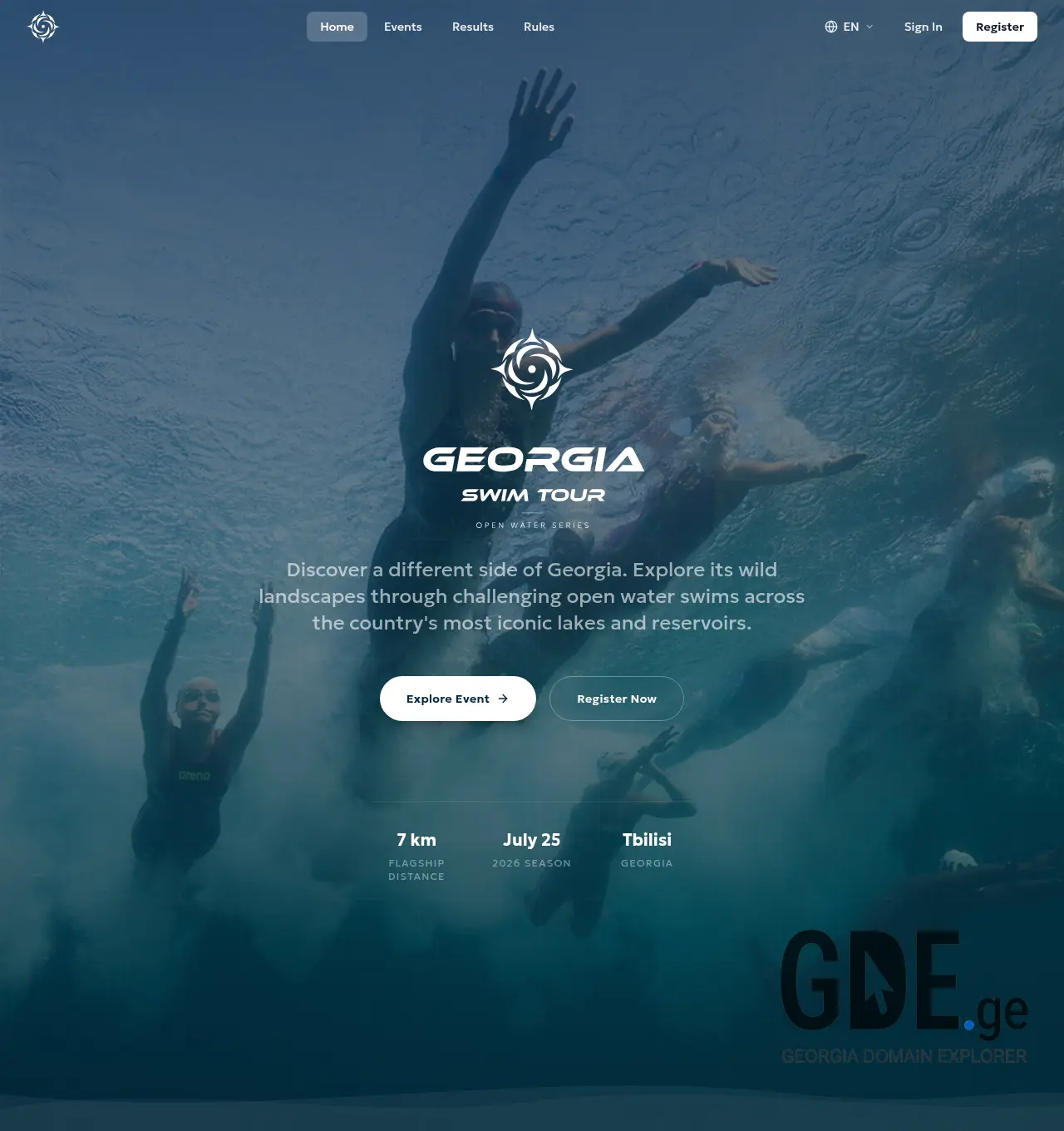 Screenshot of the site georgiaswimtour.ge at 2026-06-10