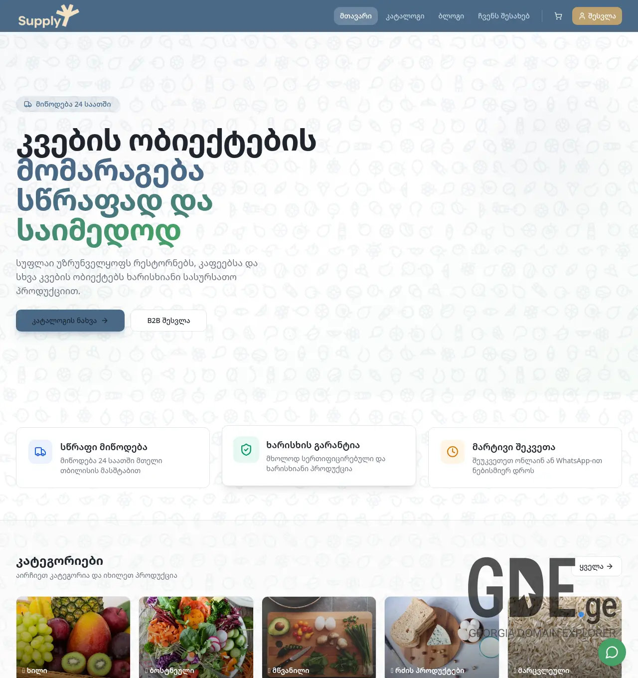Screenshot of the site getsupply.ge at 2026-04-10