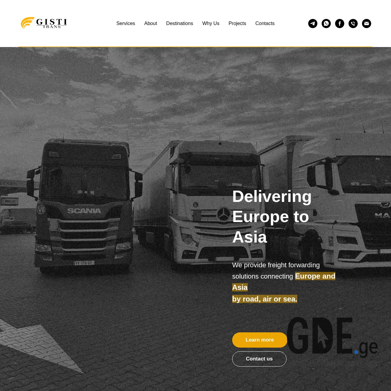 Screenshot of the site gistitrans.ge at 2026-03-28