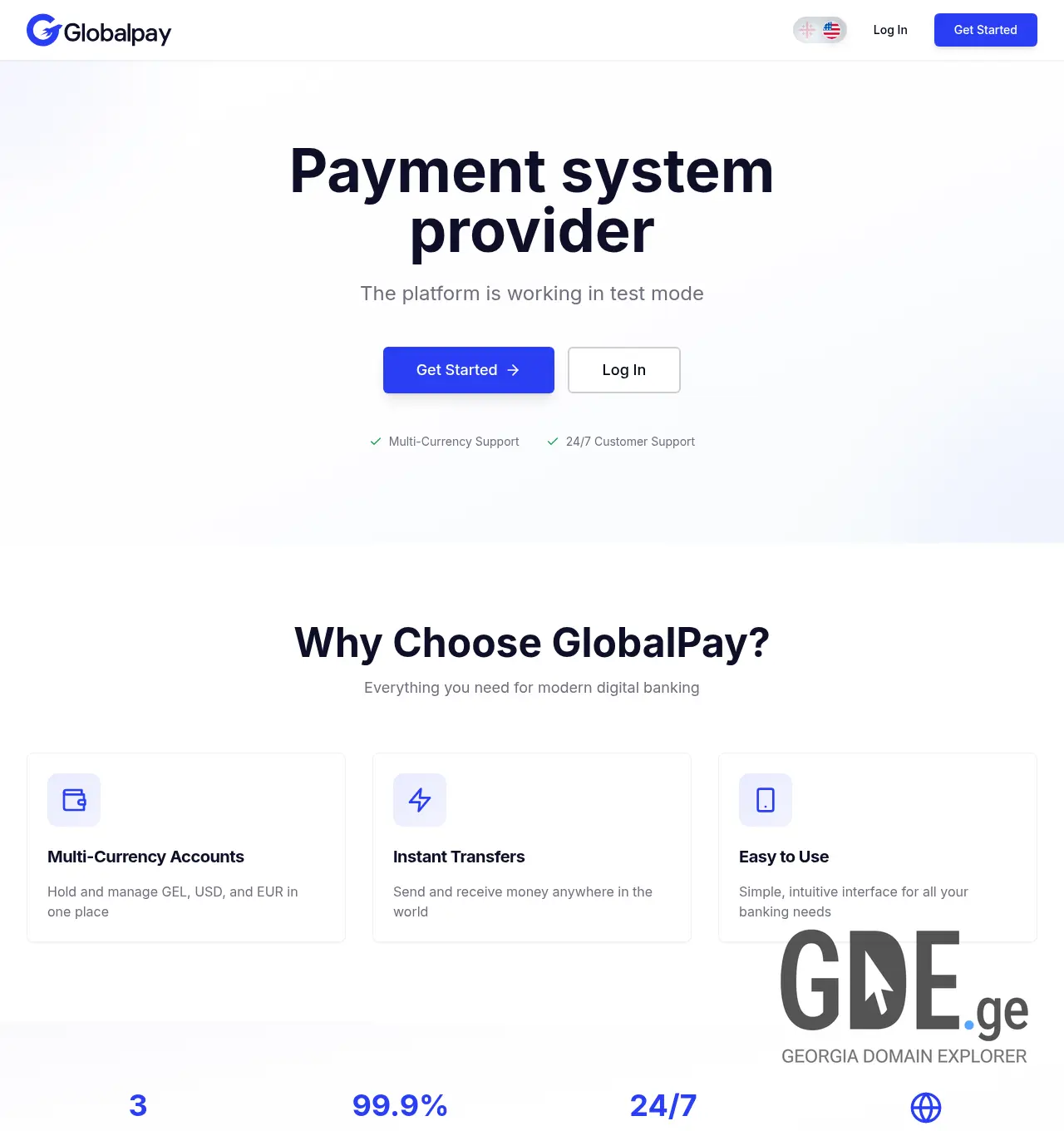 Screenshot of the site globalpay.ge at 2026-05-20