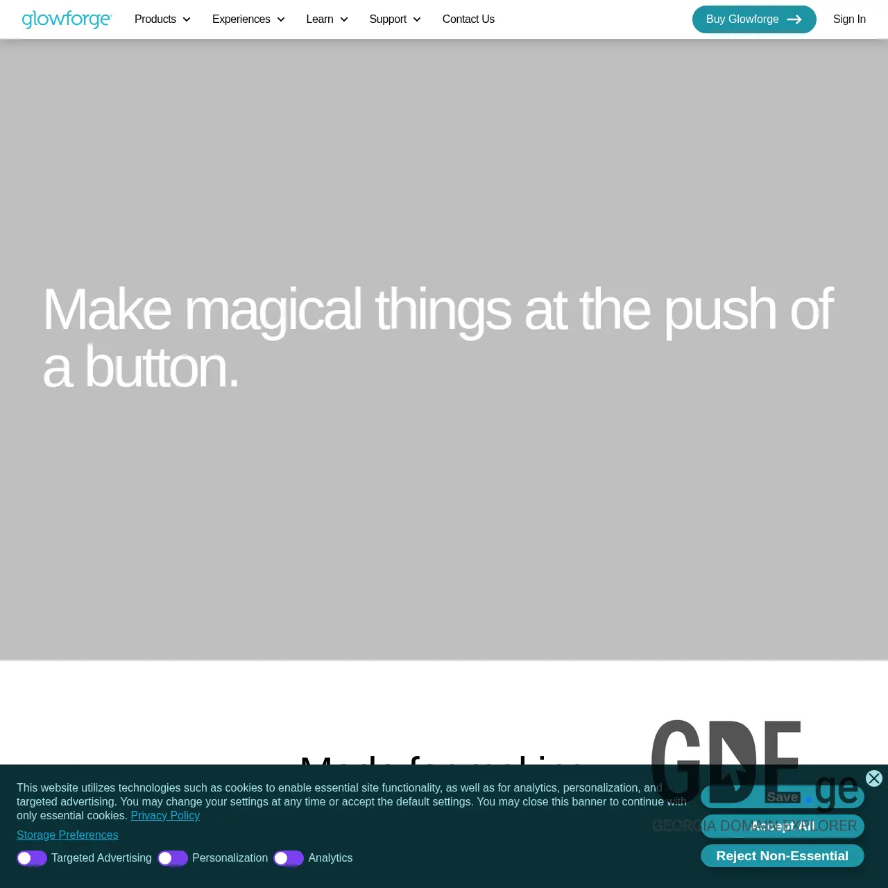 Screenshot of the site glowfor.ge at 2026-03-28