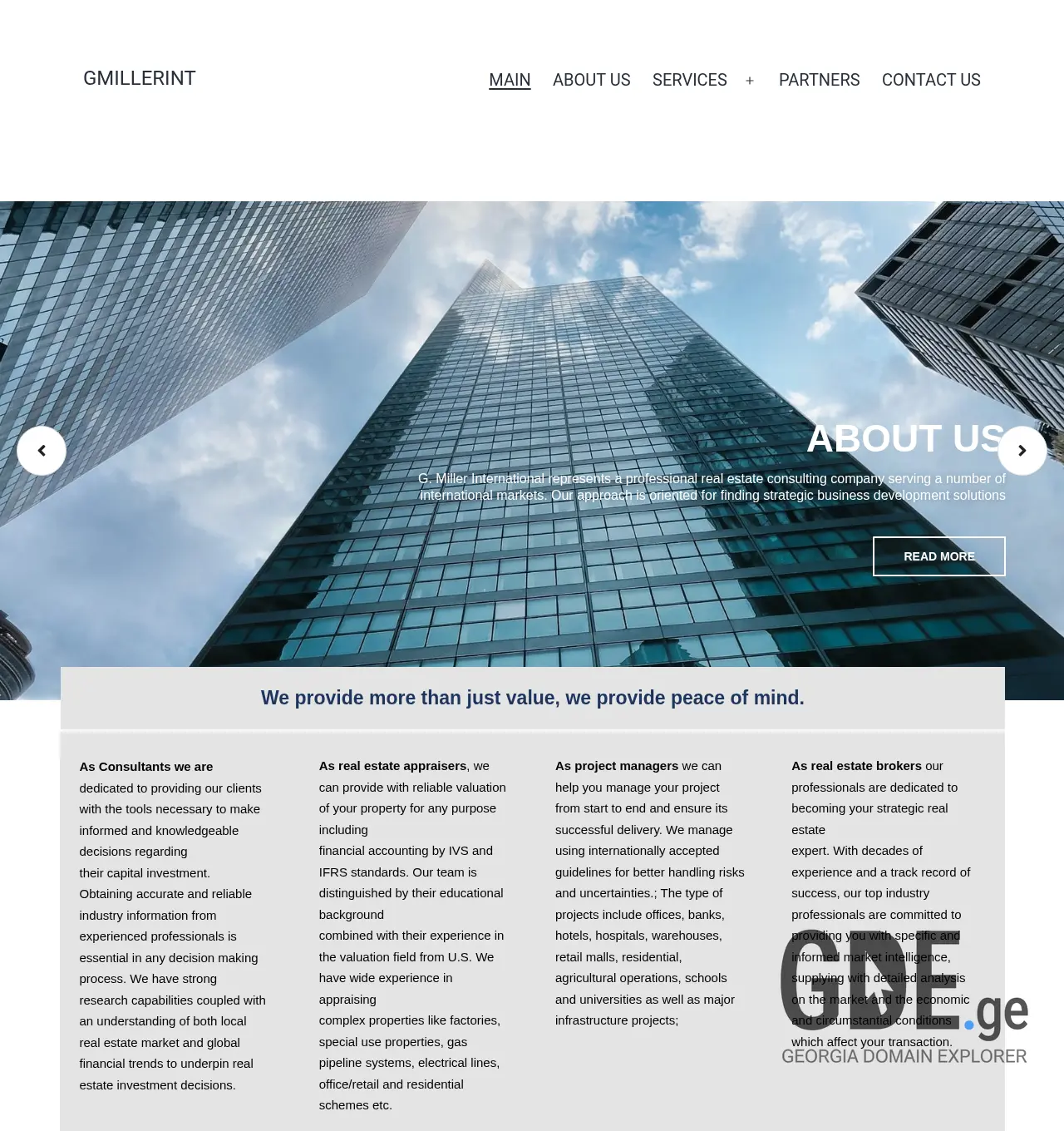 Screenshot of the site gmillerint.ge at 2026-05-29
