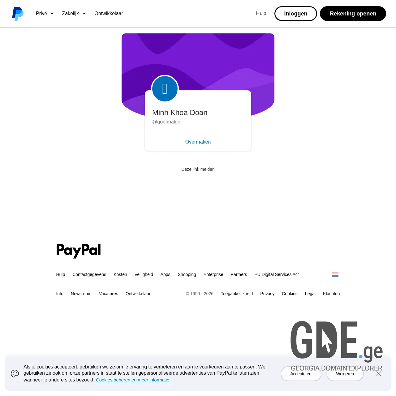 Screenshot of the site goennal.ge at 2026-03-26