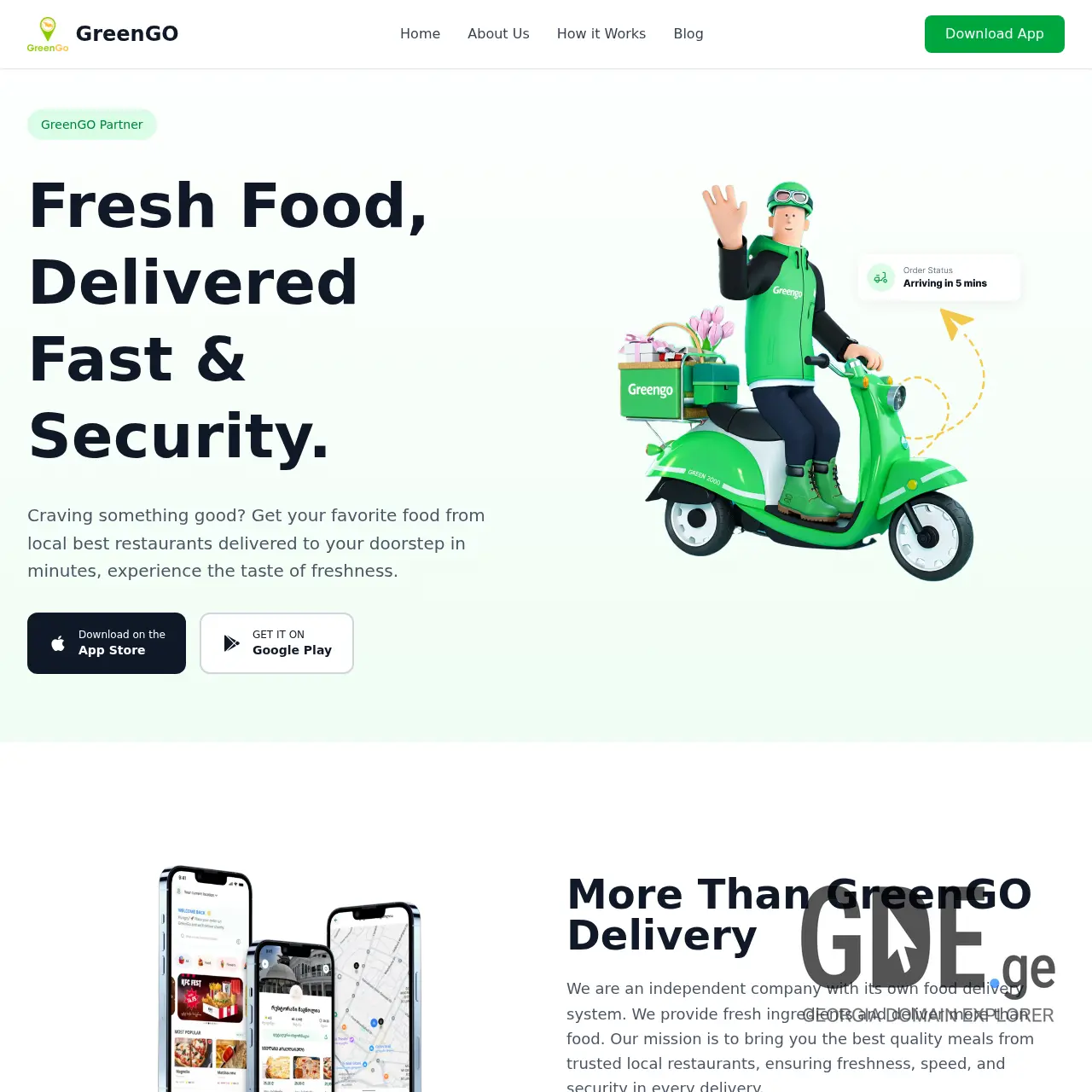 Screenshot of the site greengo.ge at 2026-03-30