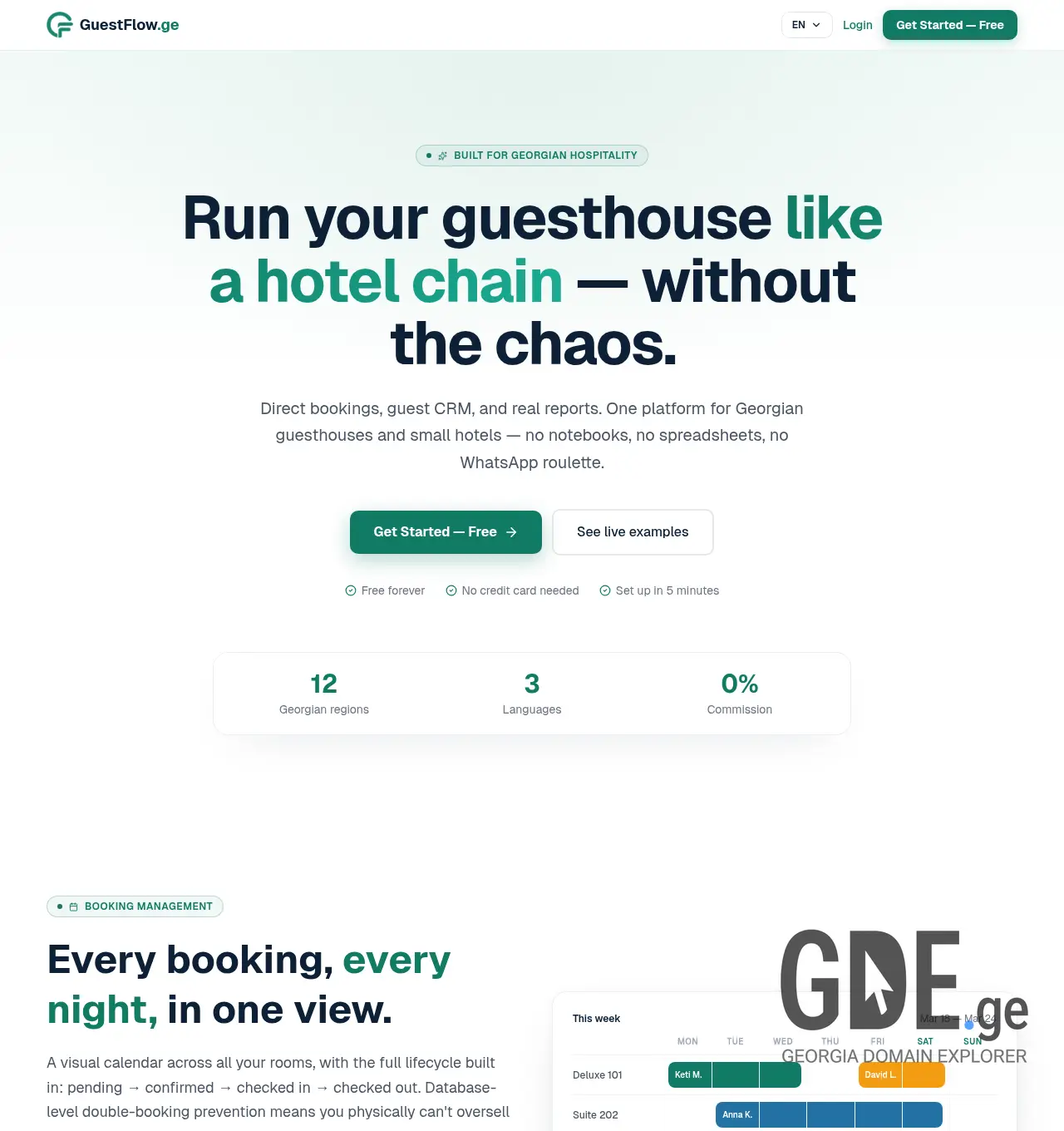 Screenshot of the site guestflow.ge at 2026-04-18
