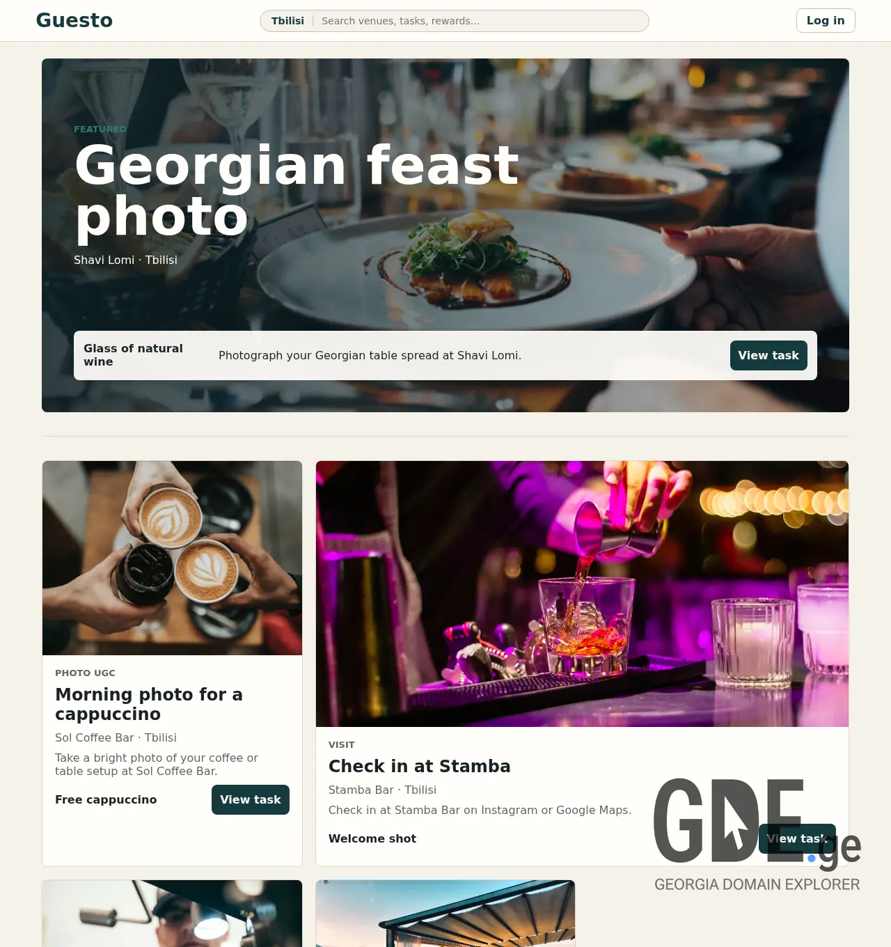 Screenshot of the site guesto.ge at 2026-05-08