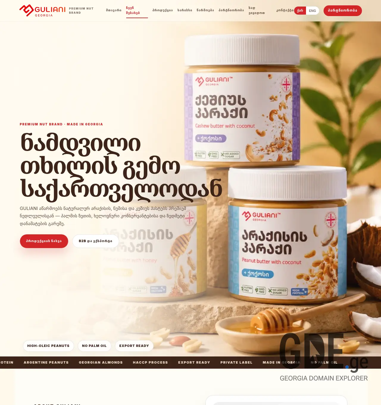 Screenshot of the site gulianigeorgia.ge at 2026-07-09