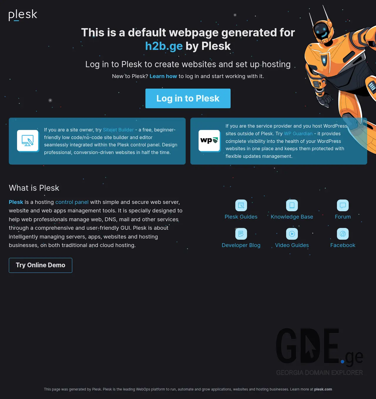 Screenshot of the site h2b.ge at 2026-04-08