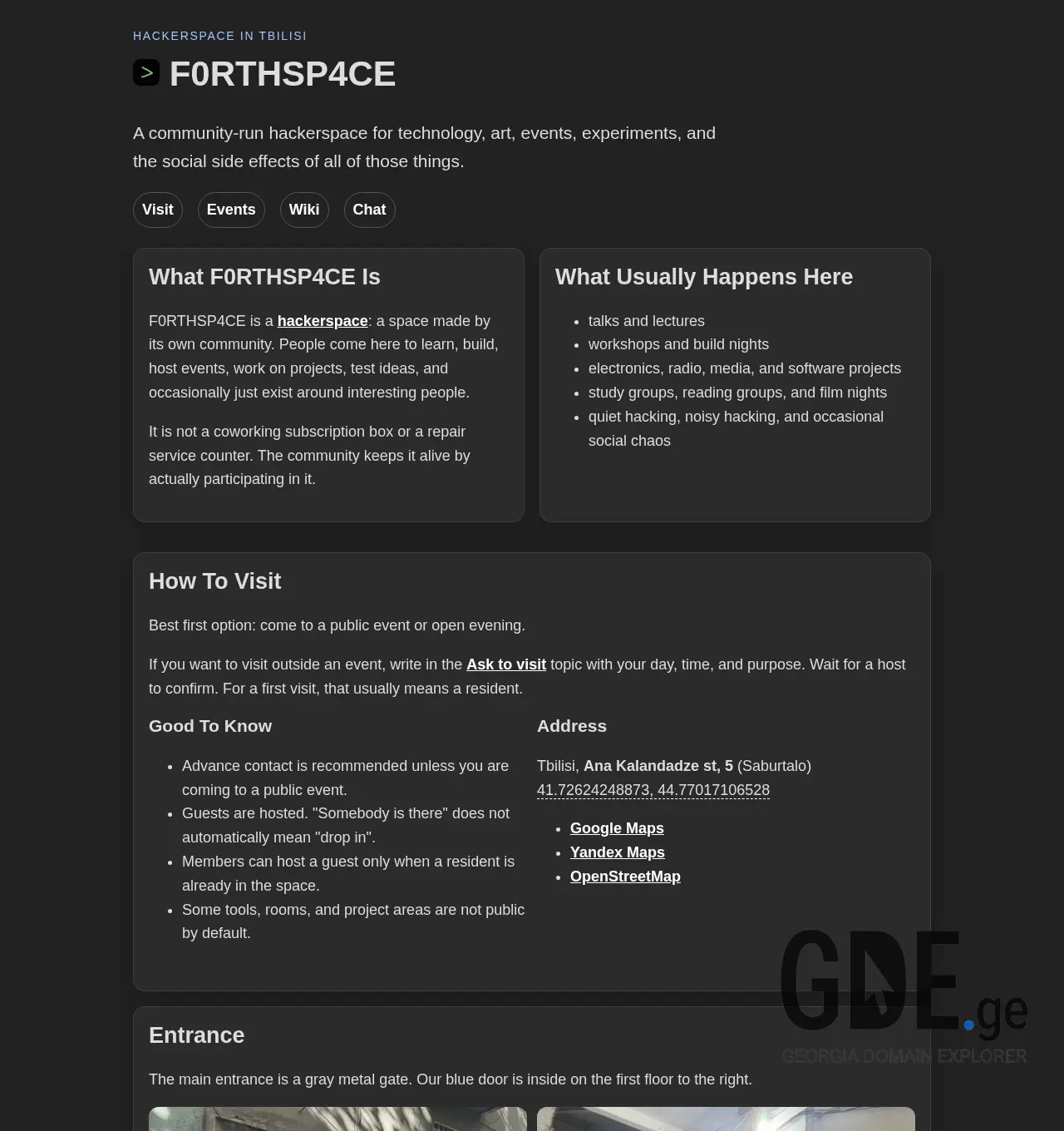 Screenshot of the site hackerspace.ge at 2026-04-17