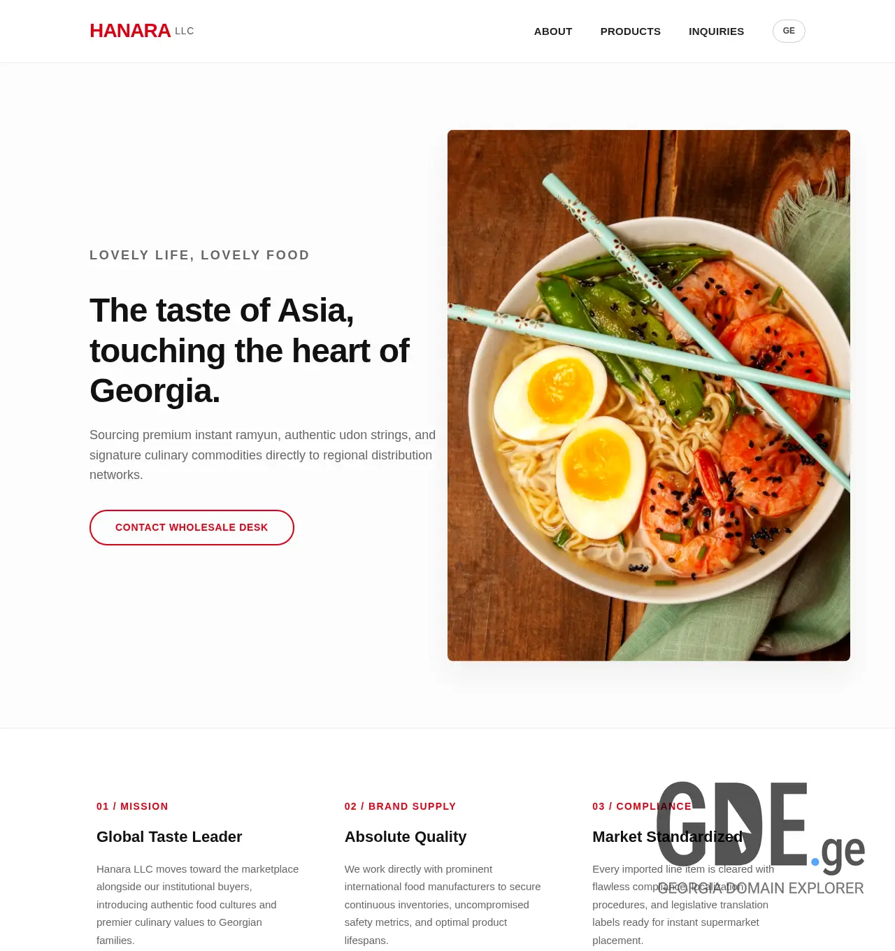 Screenshot of the site hanara.ge at 2026-05-26
