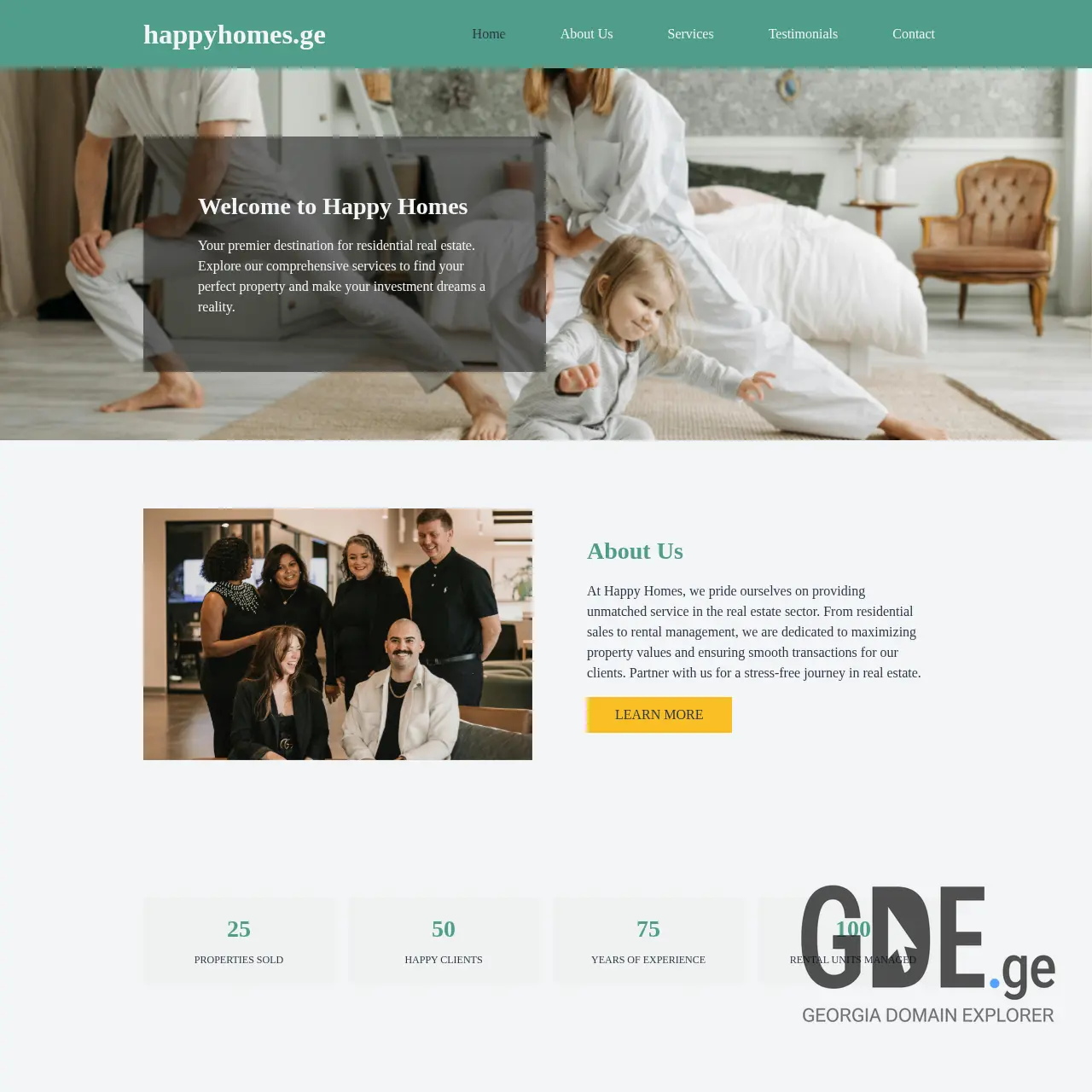 Screenshot of the site happyhomes.ge at 2026-03-07