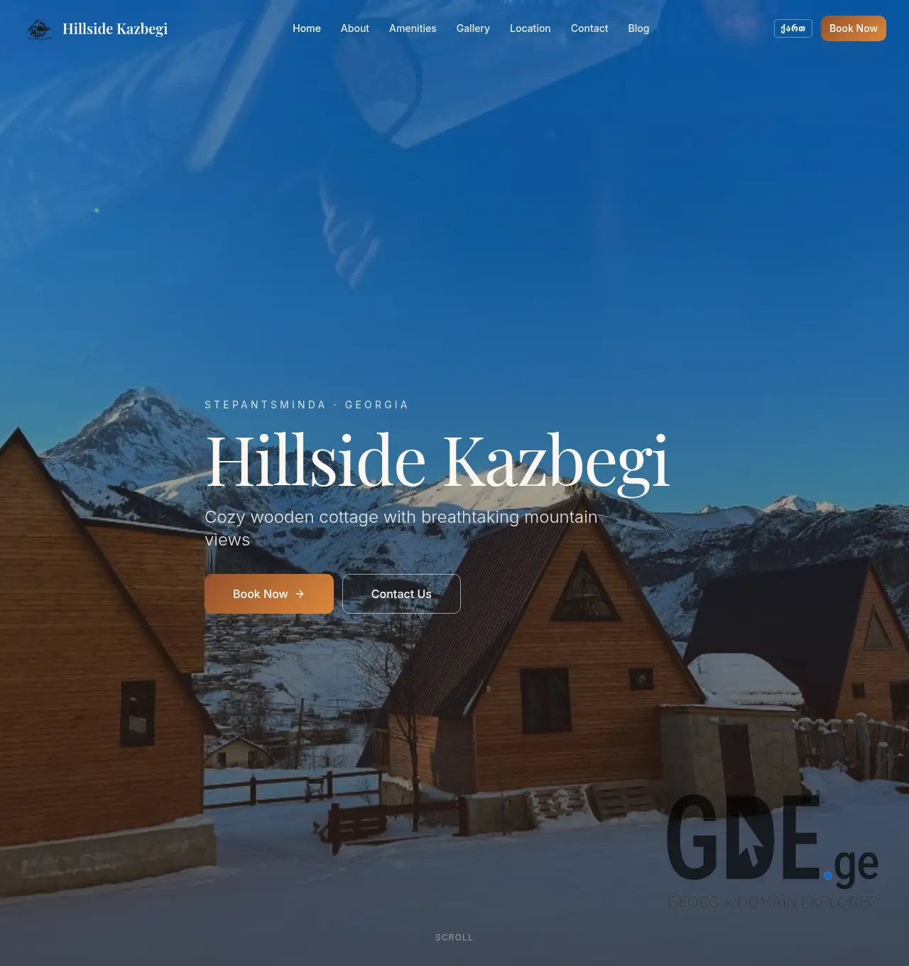 Screenshot of the site hillsidekazbegi.ge at 2026-05-07