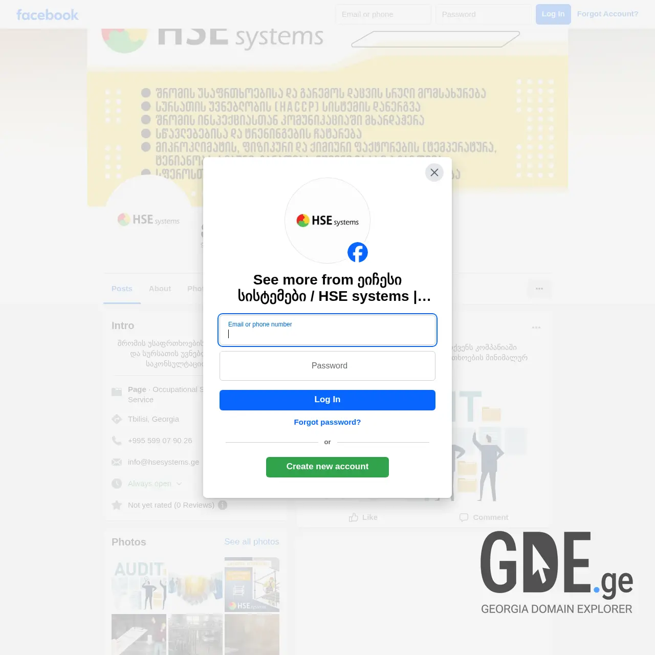 Screenshot of the site hsesystems.ge at 2026-03-28