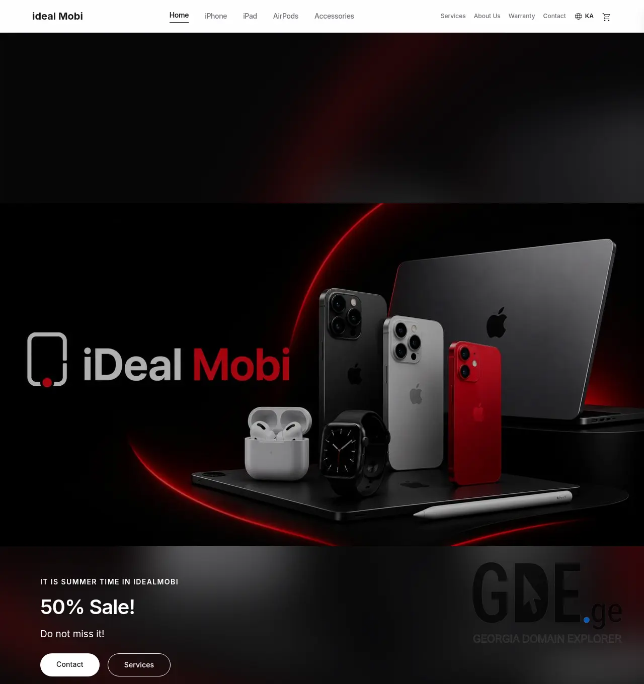 Screenshot of the site idealmobi.ge at 2026-06-20