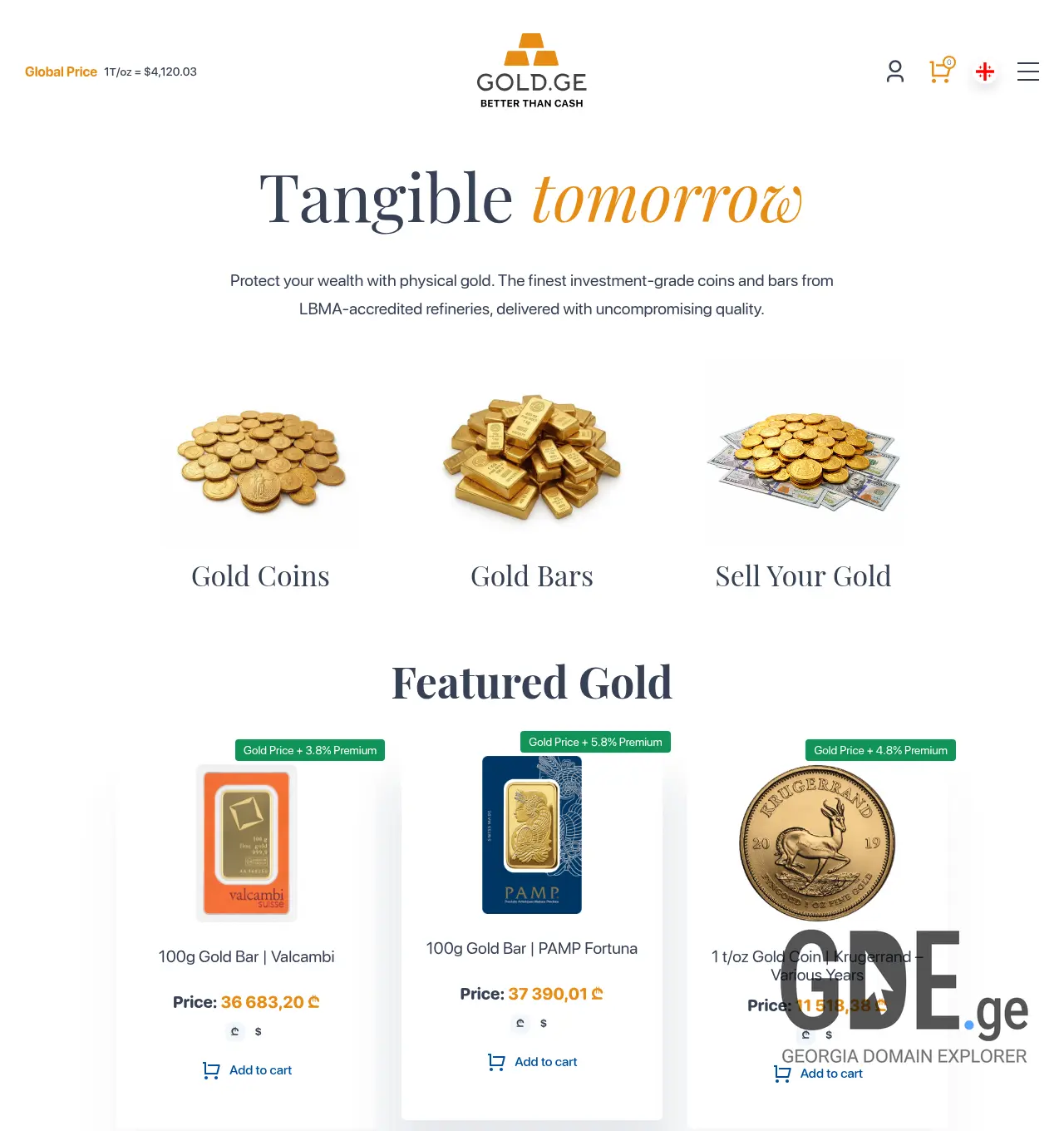 Screenshot of the site igold.ge at 2026-07-11